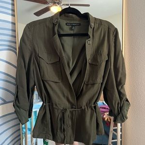 Green Army Style half Sleeve Cuffed Shirt